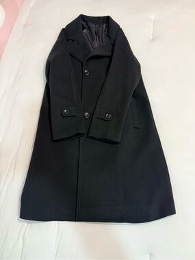 Classic Black Wool Blend Long Coat